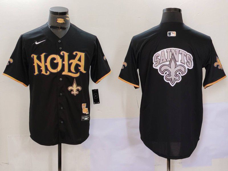 Men New Orleans Saints Blank Black Joint Name 2024 Nike Limited NFL Jersey style 4->new orleans saints->NFL Jersey